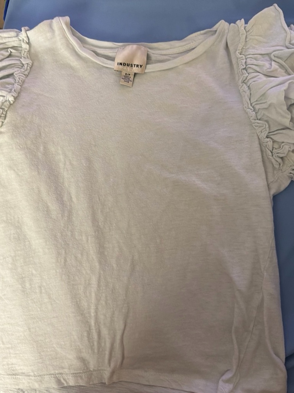 INDUSTRY White Ruffle Sleeve Women's Tee
